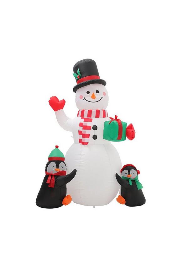 Living and Home Inflatable Penguin Snowman Air Blown with Rotatable LED RGB Lamp Outdoor Decor 1