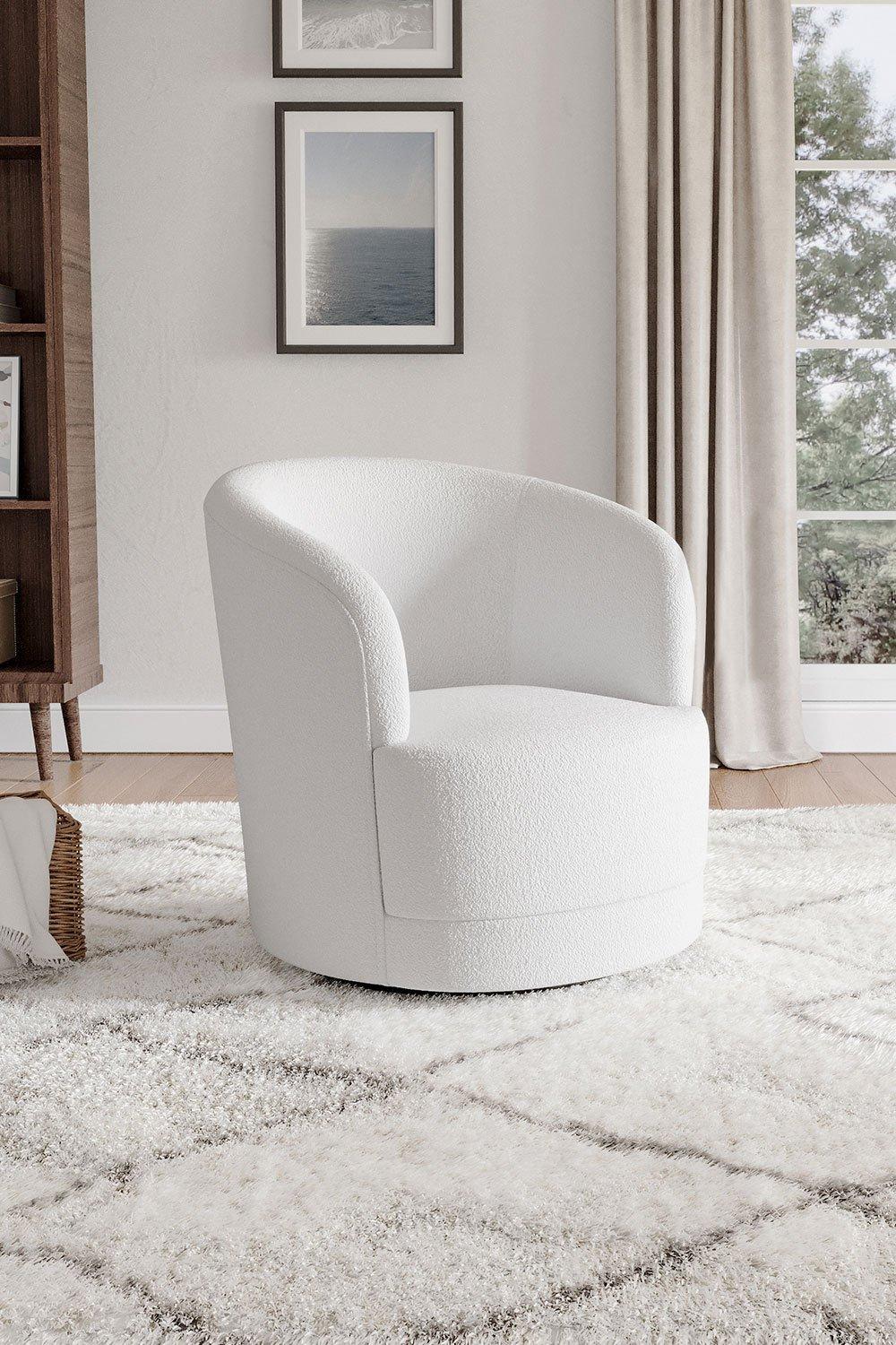 Teddy Velvet Upholstered Swivel Barrel Chair