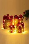 Living and Home 4Pcs Round Christmas Gift Boxes with LED Light Bowknot Decor thumbnail 1
