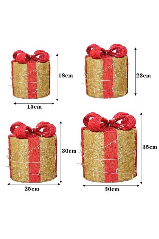 Living and Home 4Pcs Round Christmas Gift Boxes with LED Light Bowknot Decor 3
