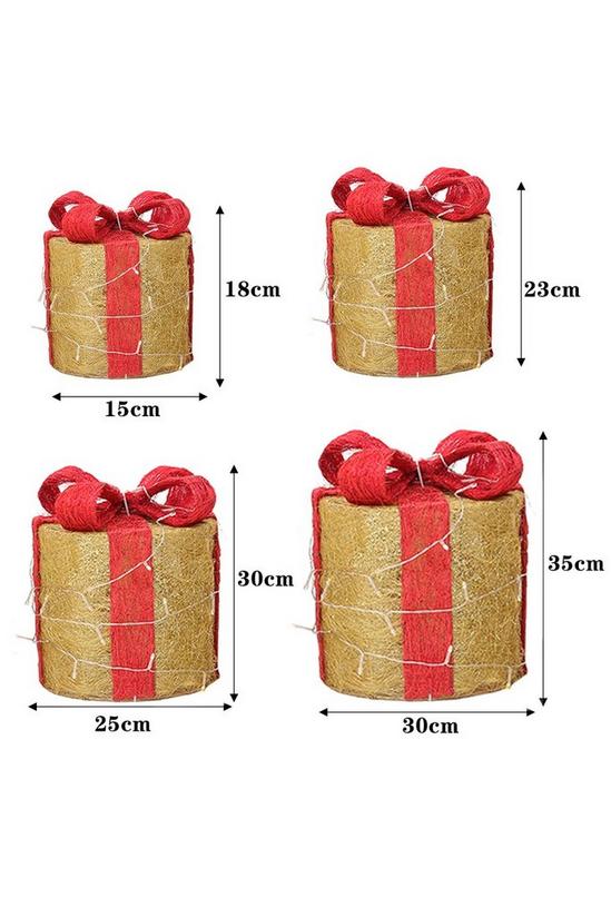 Living and Home 4Pcs Round Christmas Gift Boxes with LED Light Bowknot Decor 6