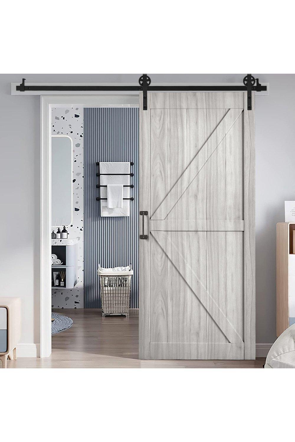 Farmhouse Style Wooden Barn Door with Slide Guide