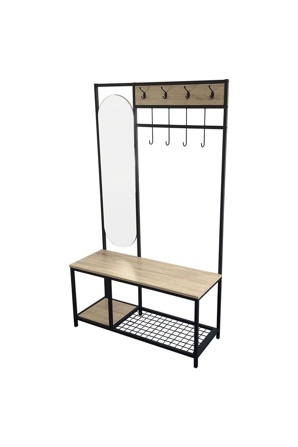 Shelves & Bookcases  Coat Rack with Shoe Bench and Mirror