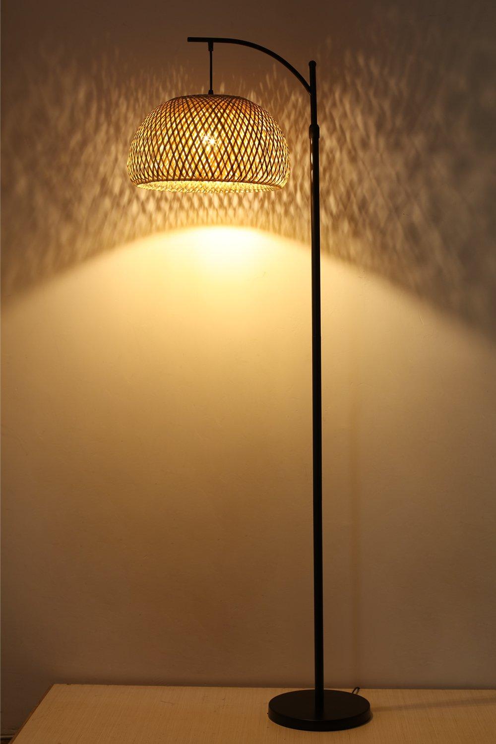 Traditional Woven Rattan Floor Lamp