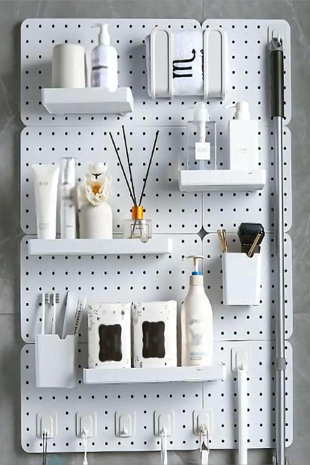 Pegboard Combination Kit Wall Storage Rack for Wall Organizer White
