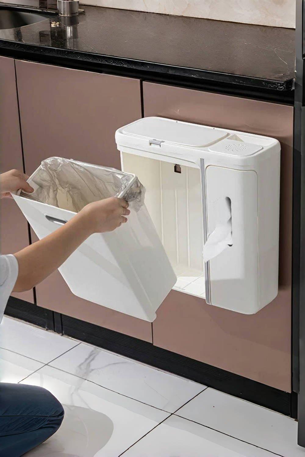 Multifunction Slim Hanging Waste Bin Dustbin Kitchen Bathroom Trash Can with Lid