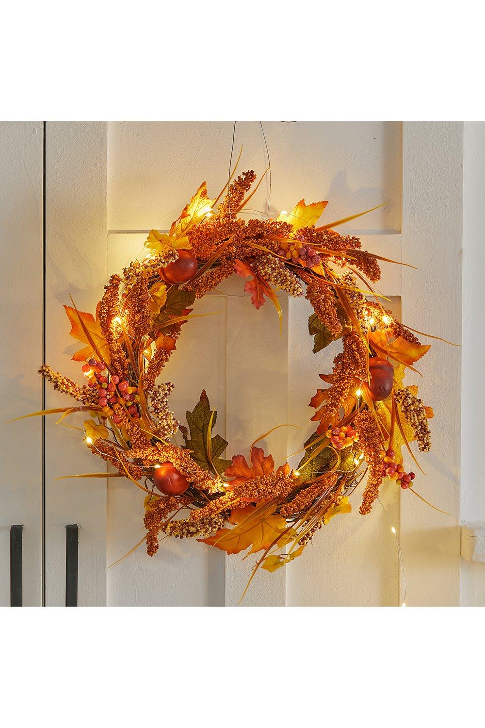 Autumn Golden Sorghum Wreath Door Harvest Wreath Decoration