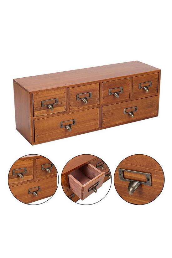 Living and Home Desktop Retro Wood 6-Drawer Storage Organizer for Cosmetics, Office 4