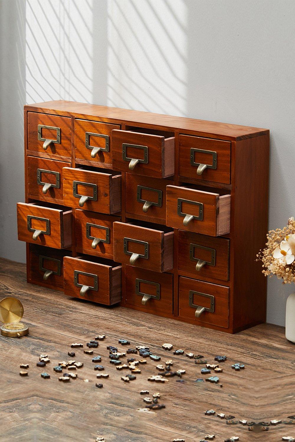 Retro Wooden Drawer Organizer Box