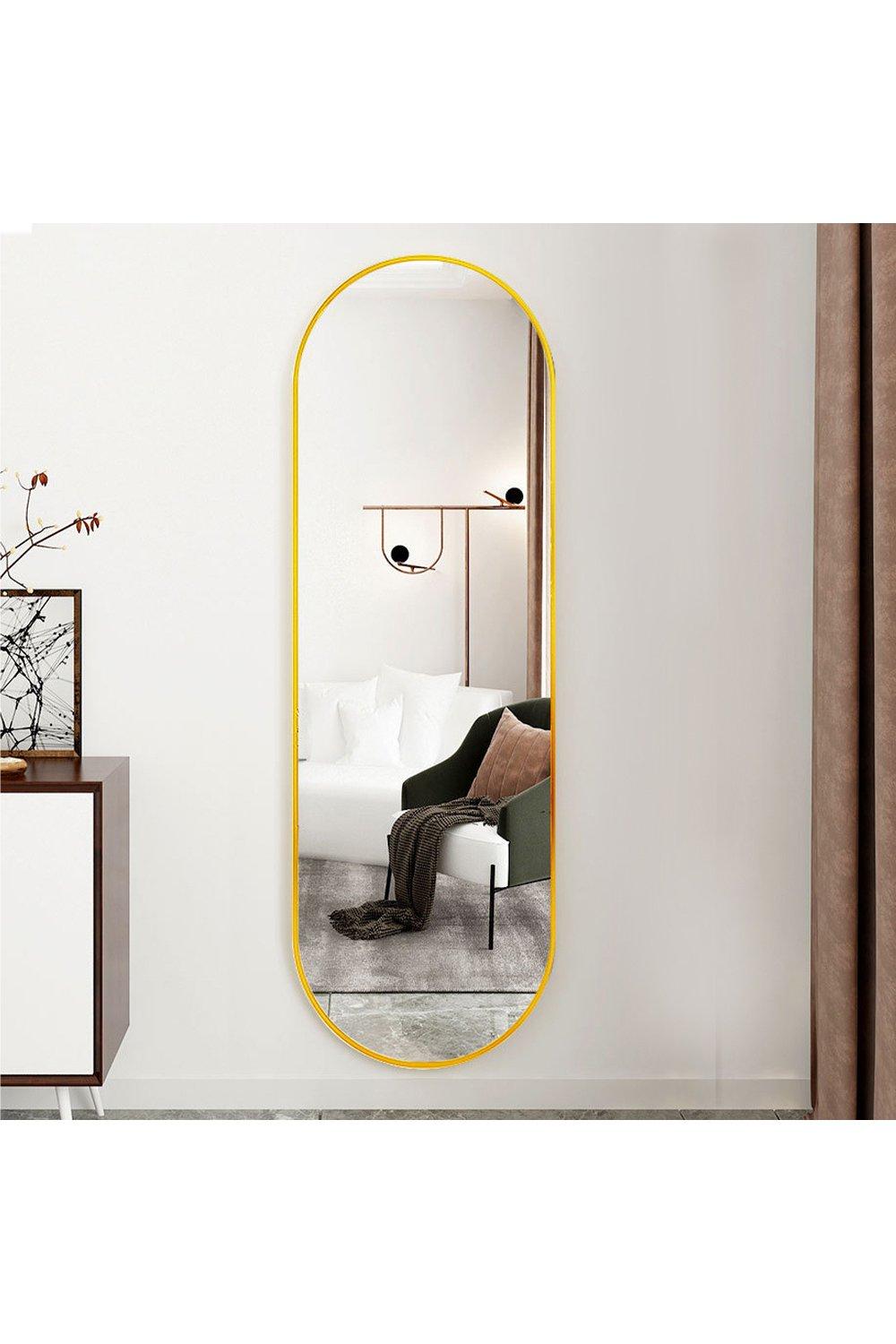 Modern Oval Metal Full Length Wall Mirror