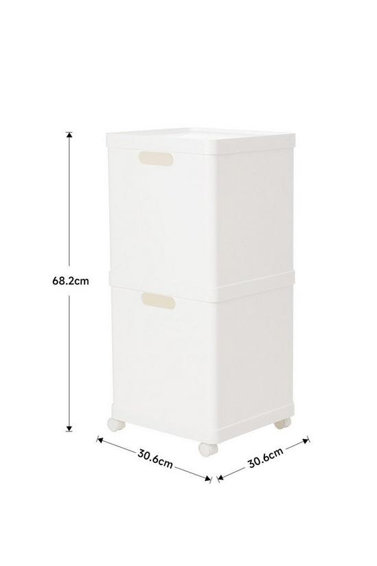 Living and Home Stackable Plastic Storage Organizer with Wheels White 6