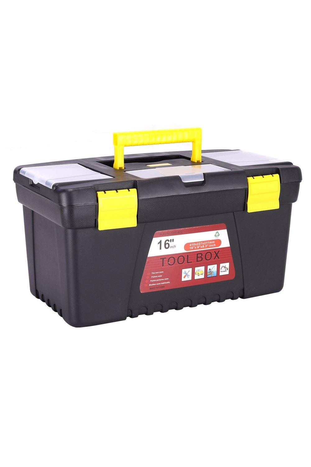 Plastic Tool Storage Box Organizer Lockable Case Removable Tray