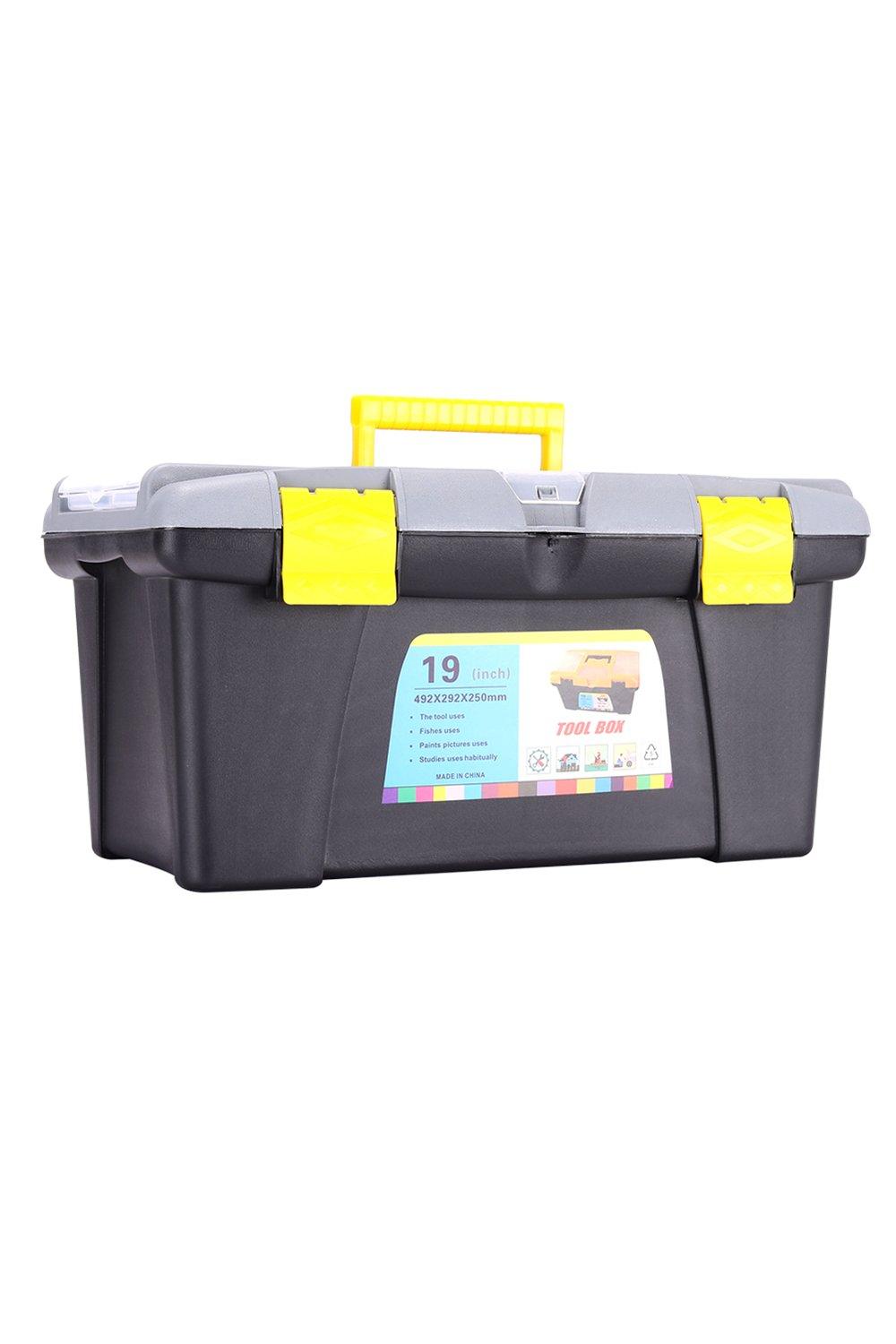 Plastic Tool Storage Box Organizer Lockable Case Removable Tray