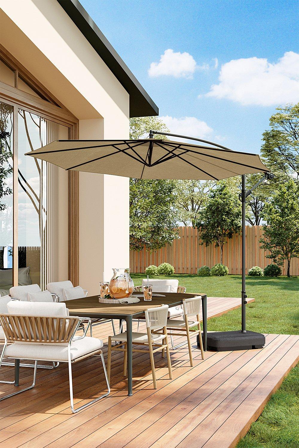 Outdoor Large 3M Cantilever Parasol with Fillable Base