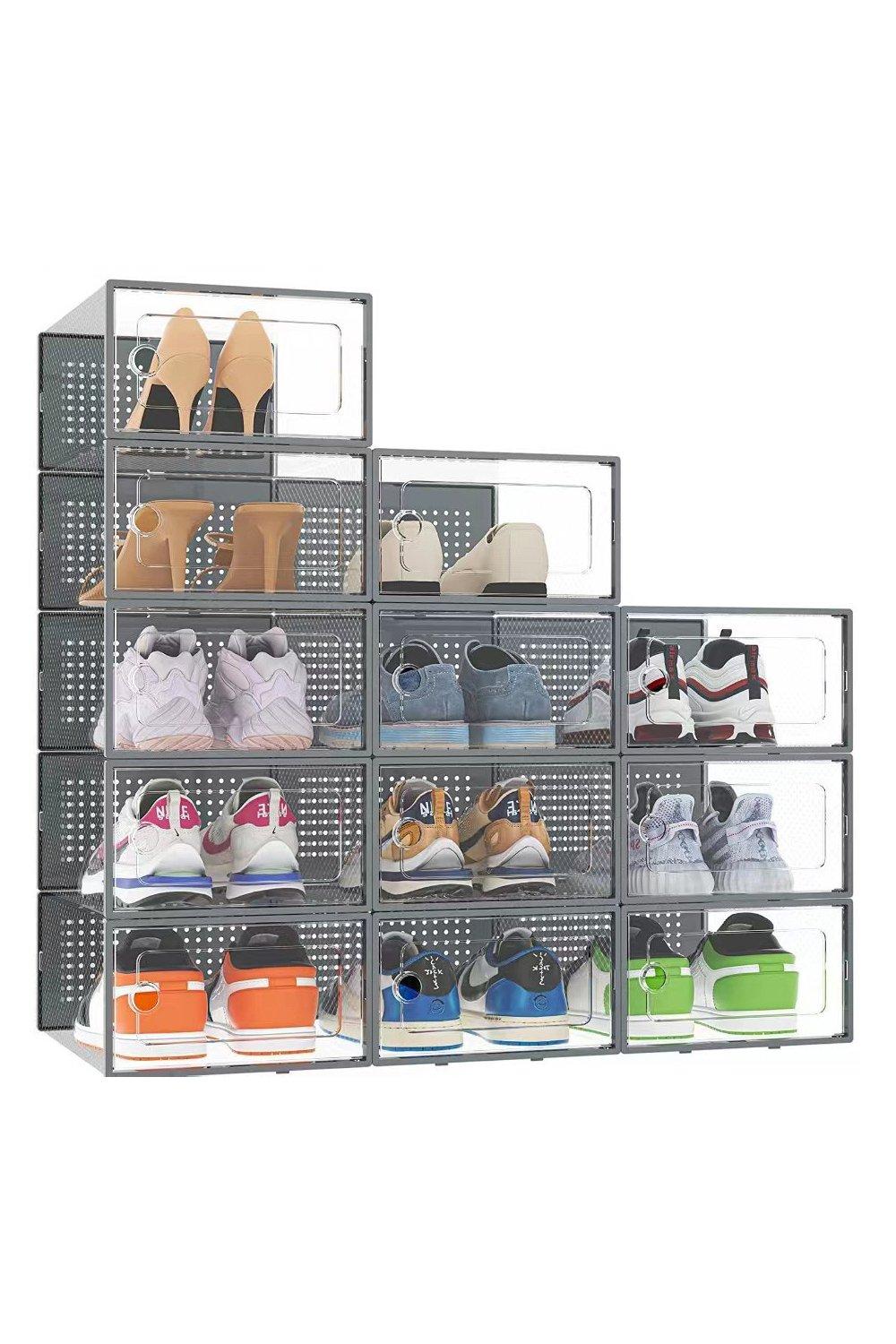 12Pcs Stackable Shoe Storage Box Organiser
