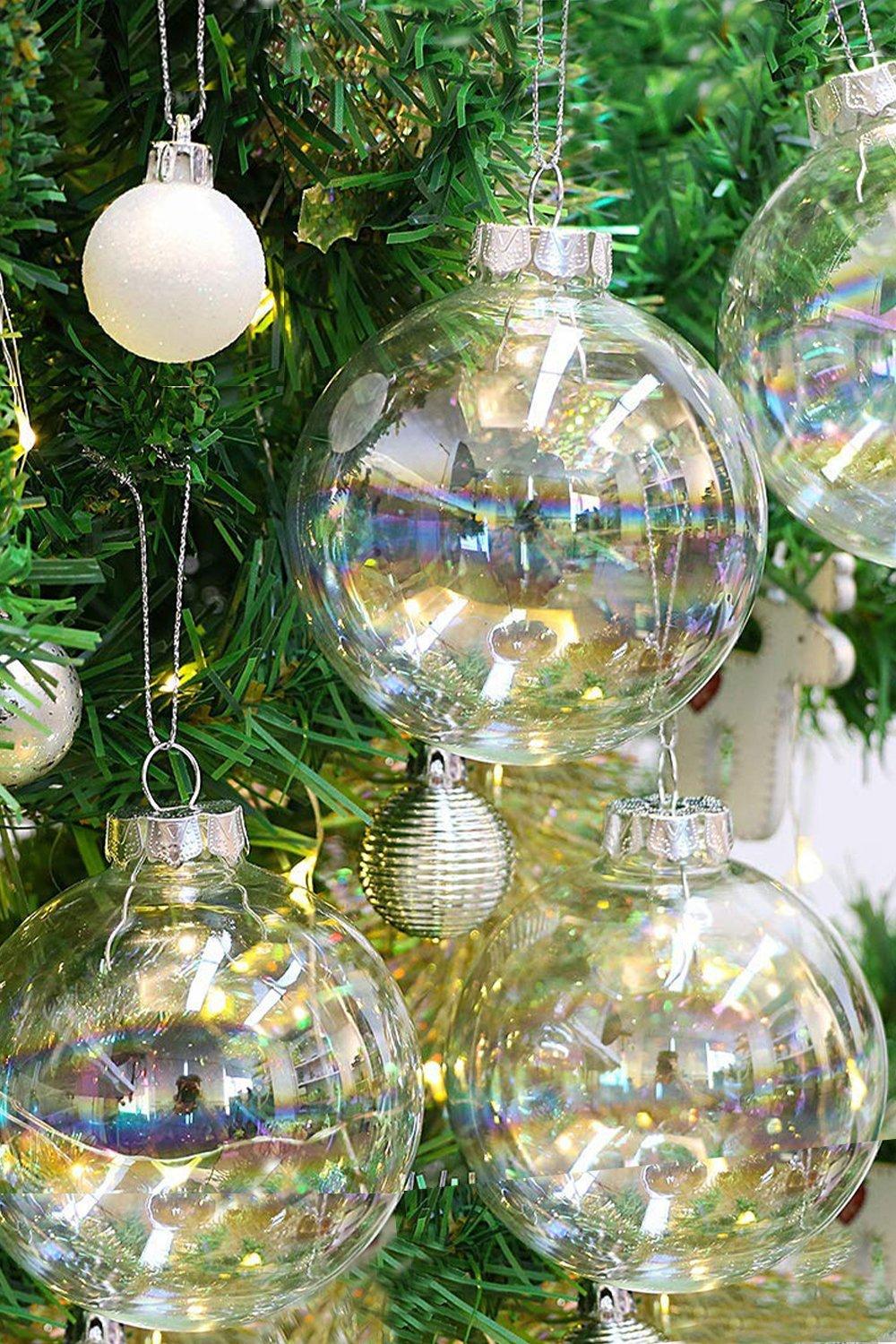 5 Pack Rainbow Glass Ornament Balls for Christmas Tree Decor