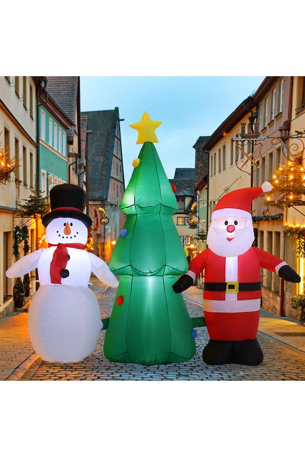 180cm Tall Christmas Inflatable Santa Claus Snowman Christmas Tree with Fan and LED Christmas Air Bl