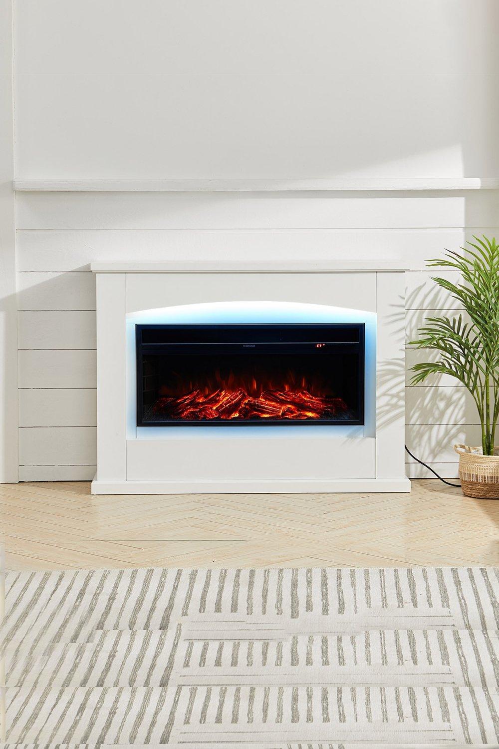 Electric Fireplace Mantel with Multi-Color Flames