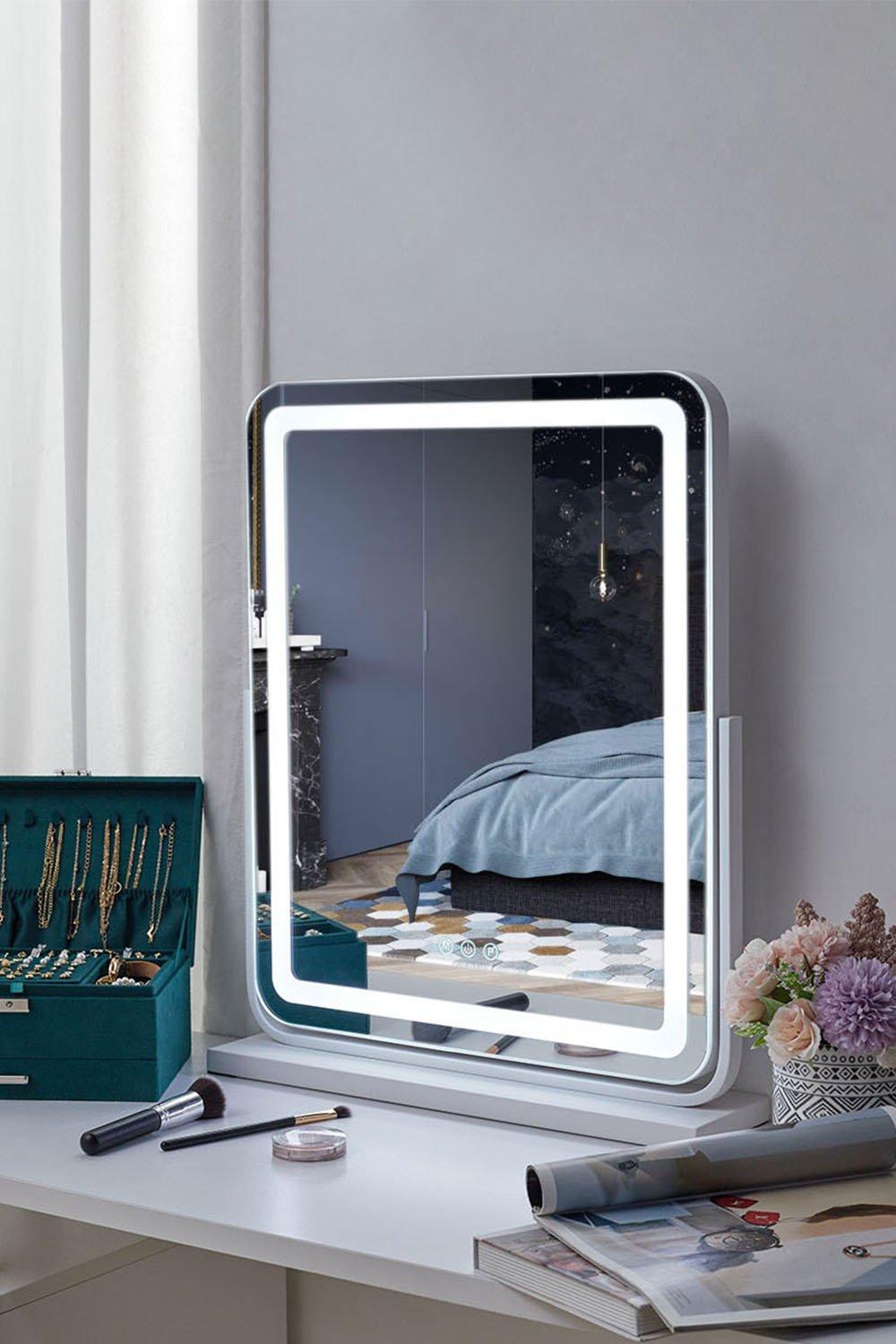 Adjustable Frameless 3-Light Modes Makeup Vanity Mirror,48*59cm
