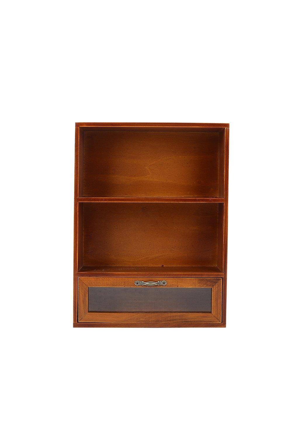 Livingandhome 6 Drawer Brown Desktop Retro Wood Storage Organizer