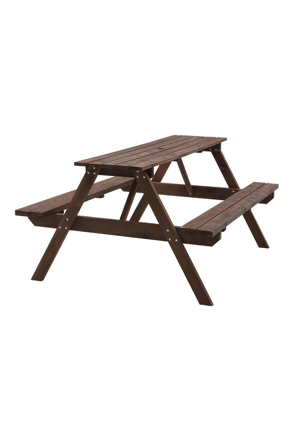 150W*120D*76H cm Solid Wood Rectangle Picnic Table and Bench Set