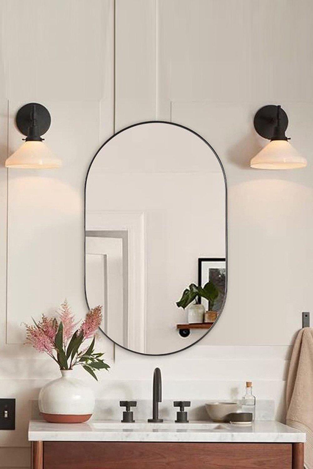 Modern Oval Metal Wall Mirror