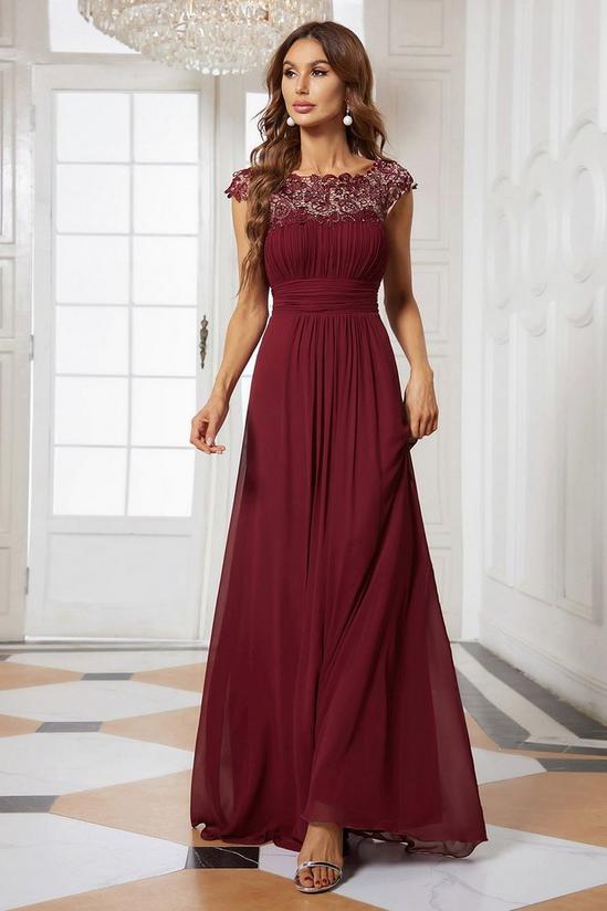 Ever Pretty Flattering A-Line Chiffon Lace Evening Dress for Wedding with Cap Sleeve 1