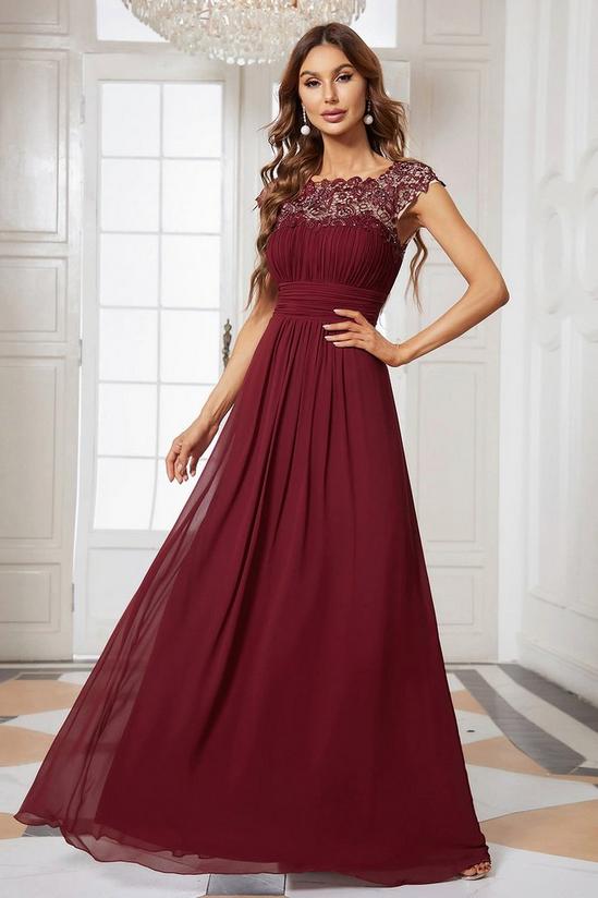 Ever Pretty Flattering A-Line Chiffon Lace Evening Dress for Wedding with Cap Sleeve 4