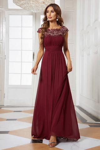 Plus Size Double V-Neck Floral Lace Appliques Maxi Bridesmaid Dress -  Ever-Pretty US