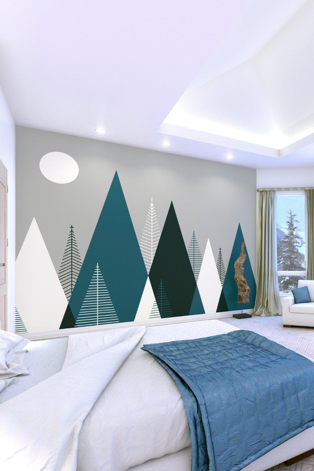 Graphic Mountains 300cm wide x 240cm high wall mural