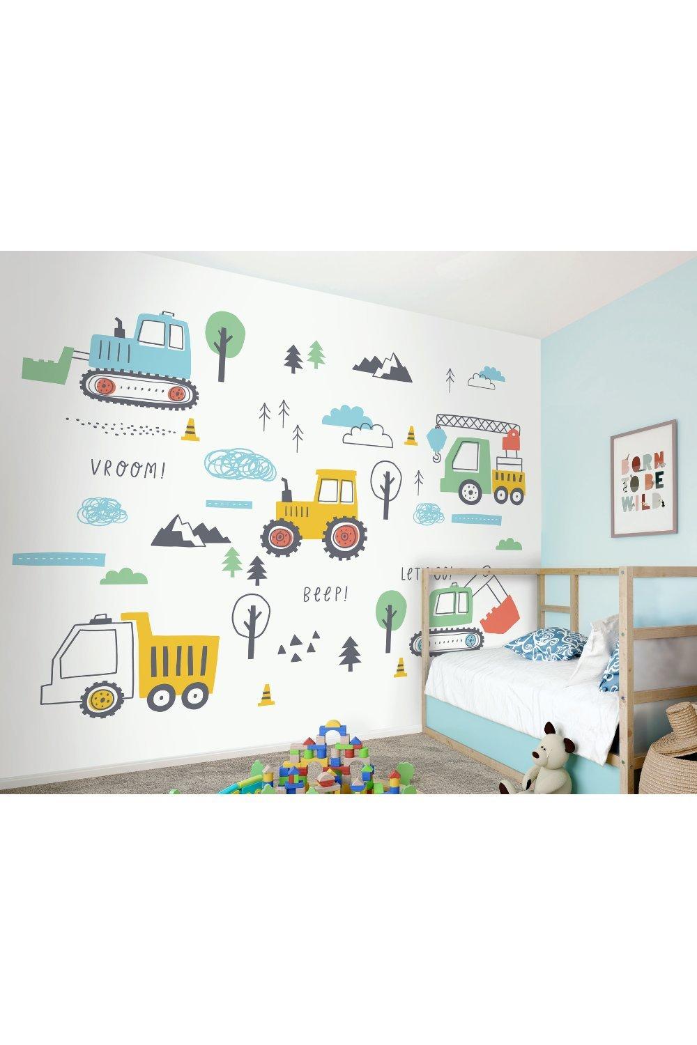 Tractors and Diggers Wall Mural