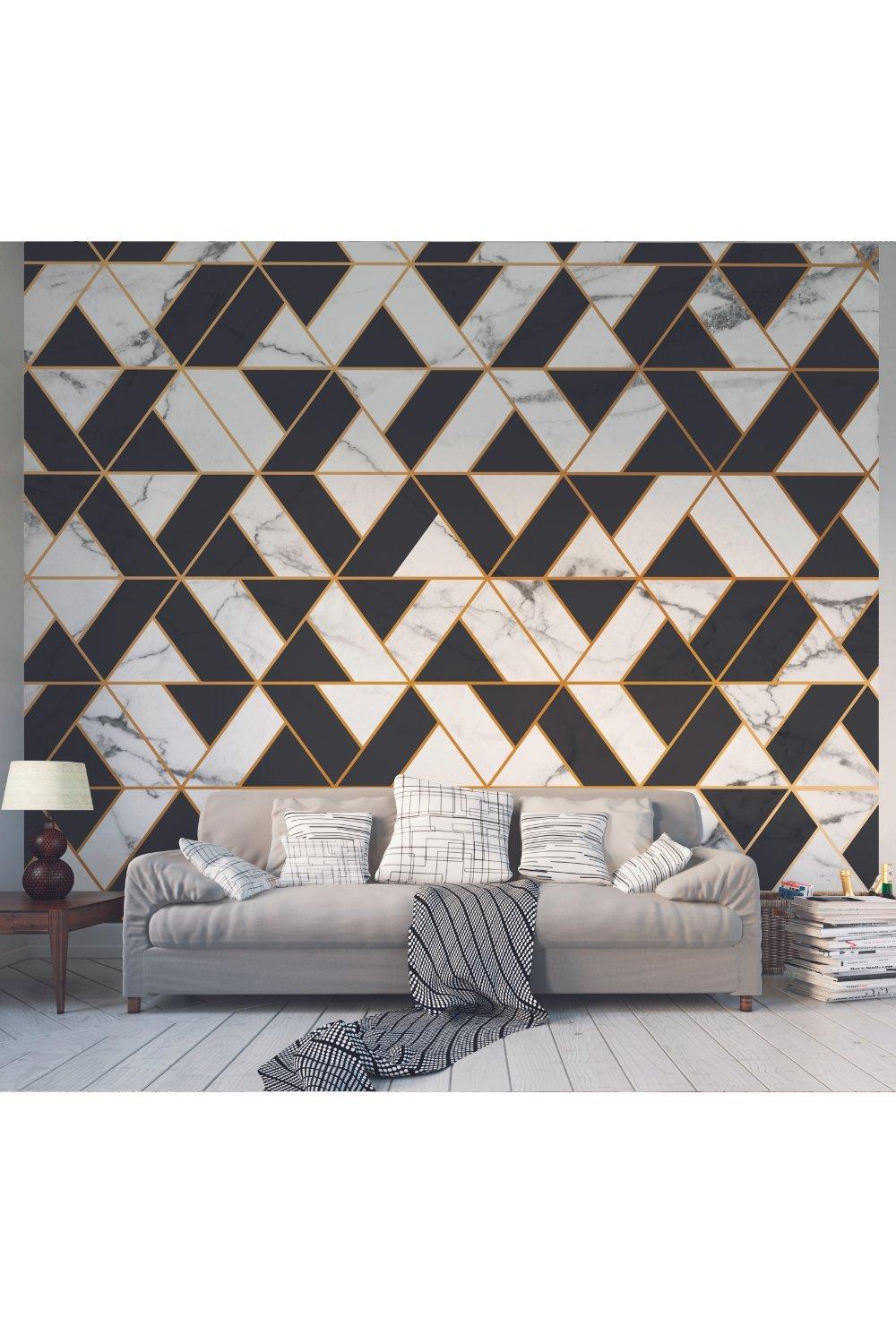Marbled Textured Geometric White Matt Smooth Paste the Wall Mural 300cm wide x 240cm high