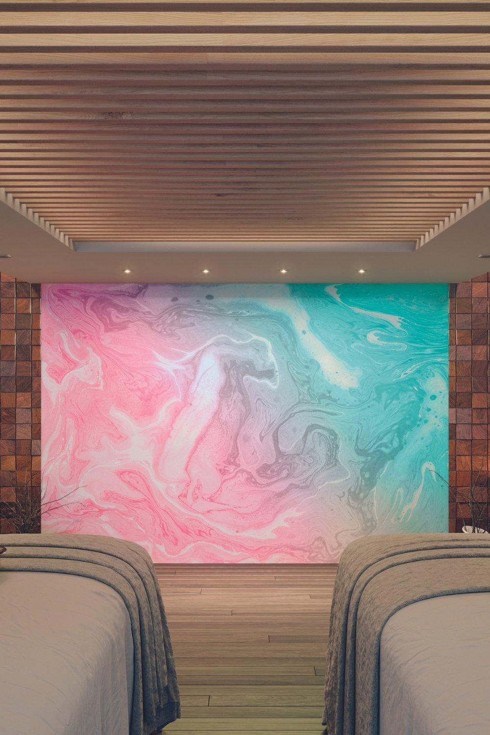 Flowing Marble Pink Matt Smooth Paste the Wall Mural 350cm wide x 280cm high