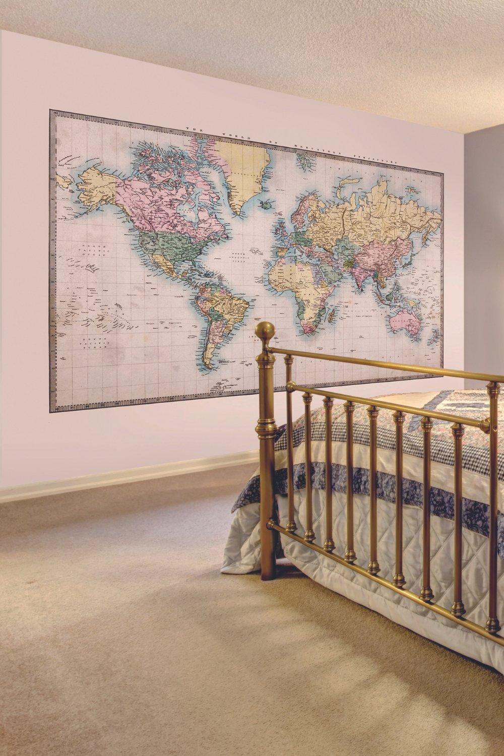 Historic World Map Natural Matt Smooth Paste the Wall Mural 350cm wide x 280cm high