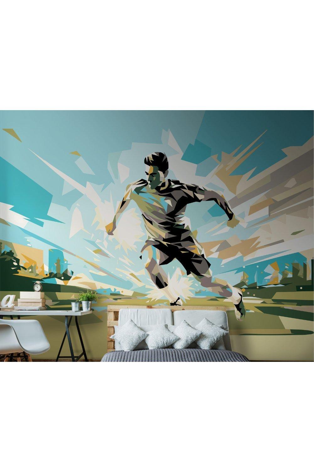 Football Player Abstract Landscape Orange Matt Smooth Paste the Wall 350cm wide x 280cm high
