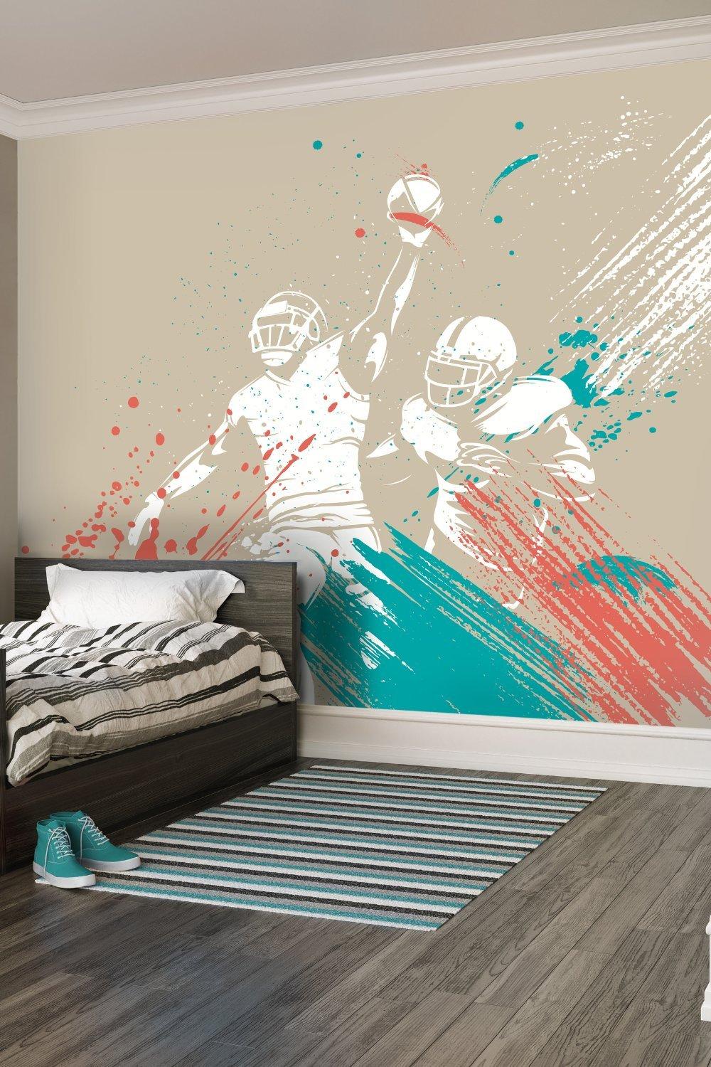 American Footballers Paint Splash Blue Matt Smooth Paste the Wall 300cm wide x 240cm high