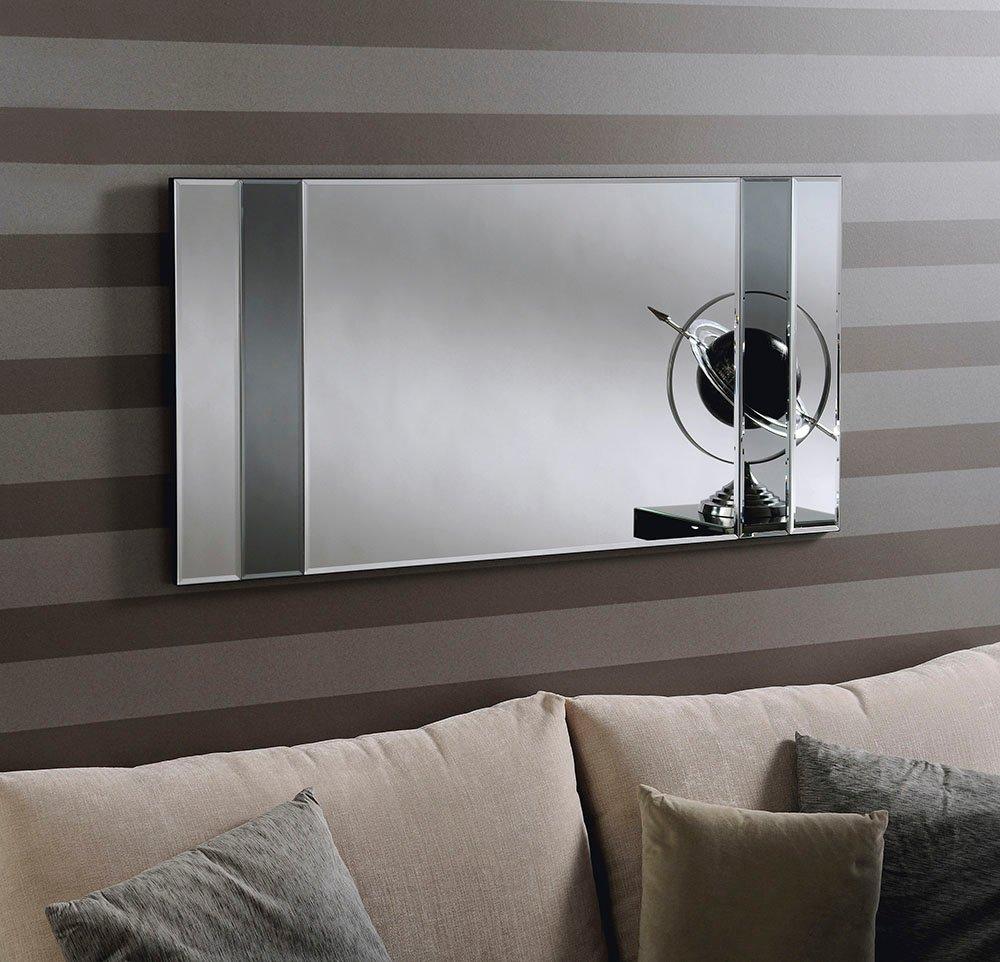 Grey Tinted Bevelled Panelled Mirror 122x61cm