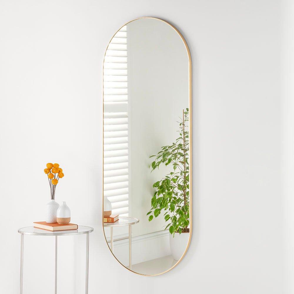 Large Full Length Gold Curved Mirror 150x60cm