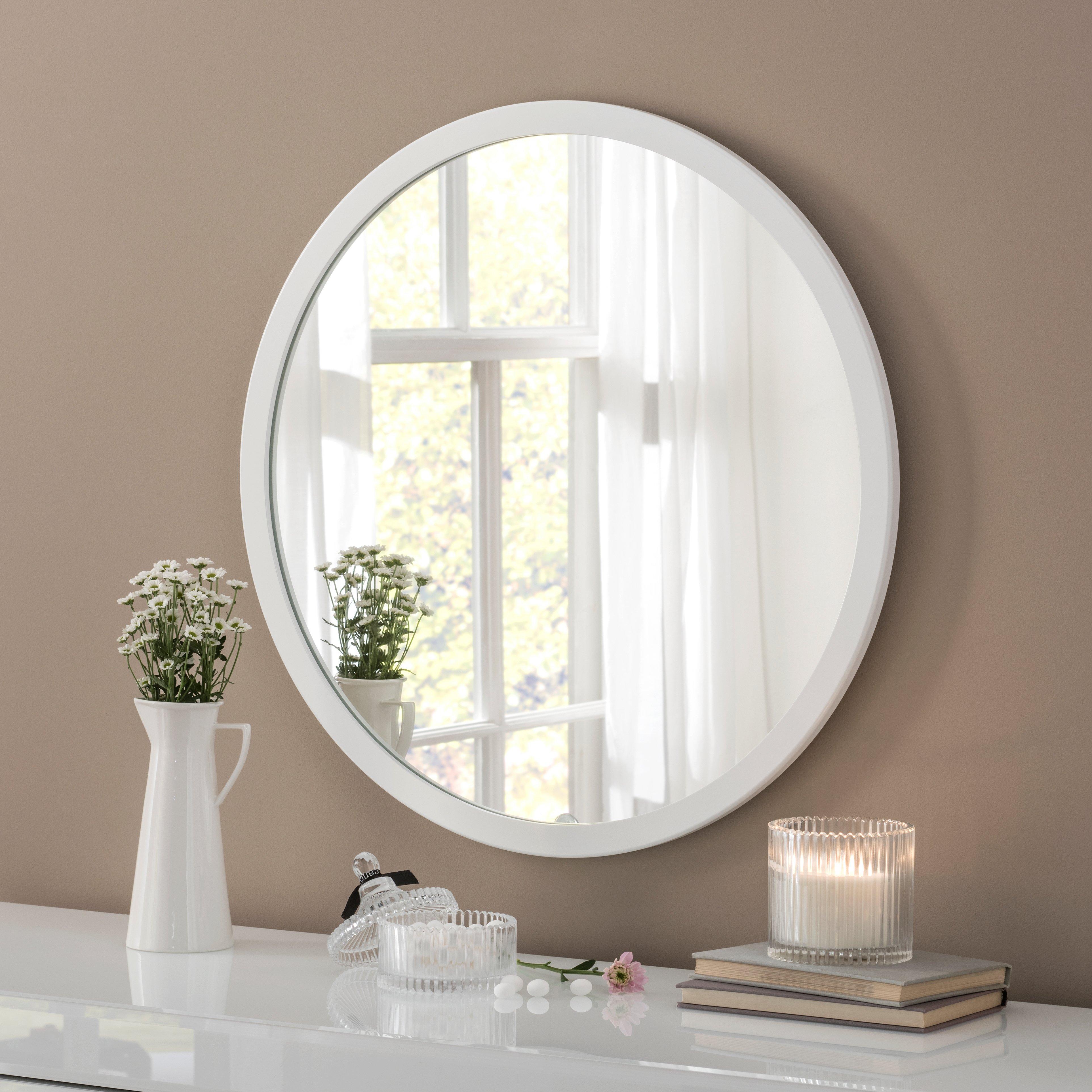 Round wall mirror white 70cm