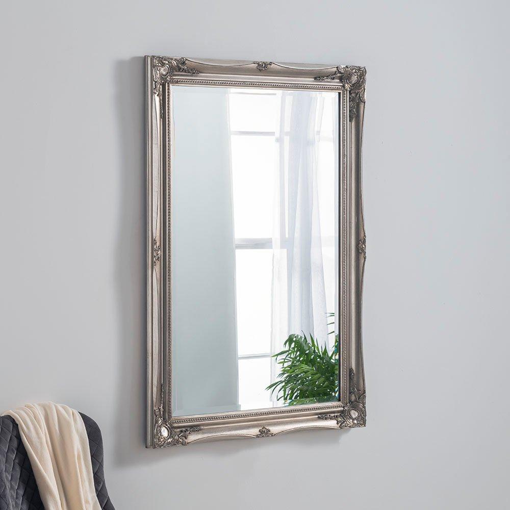 French style carved mirror silver 90x65cm