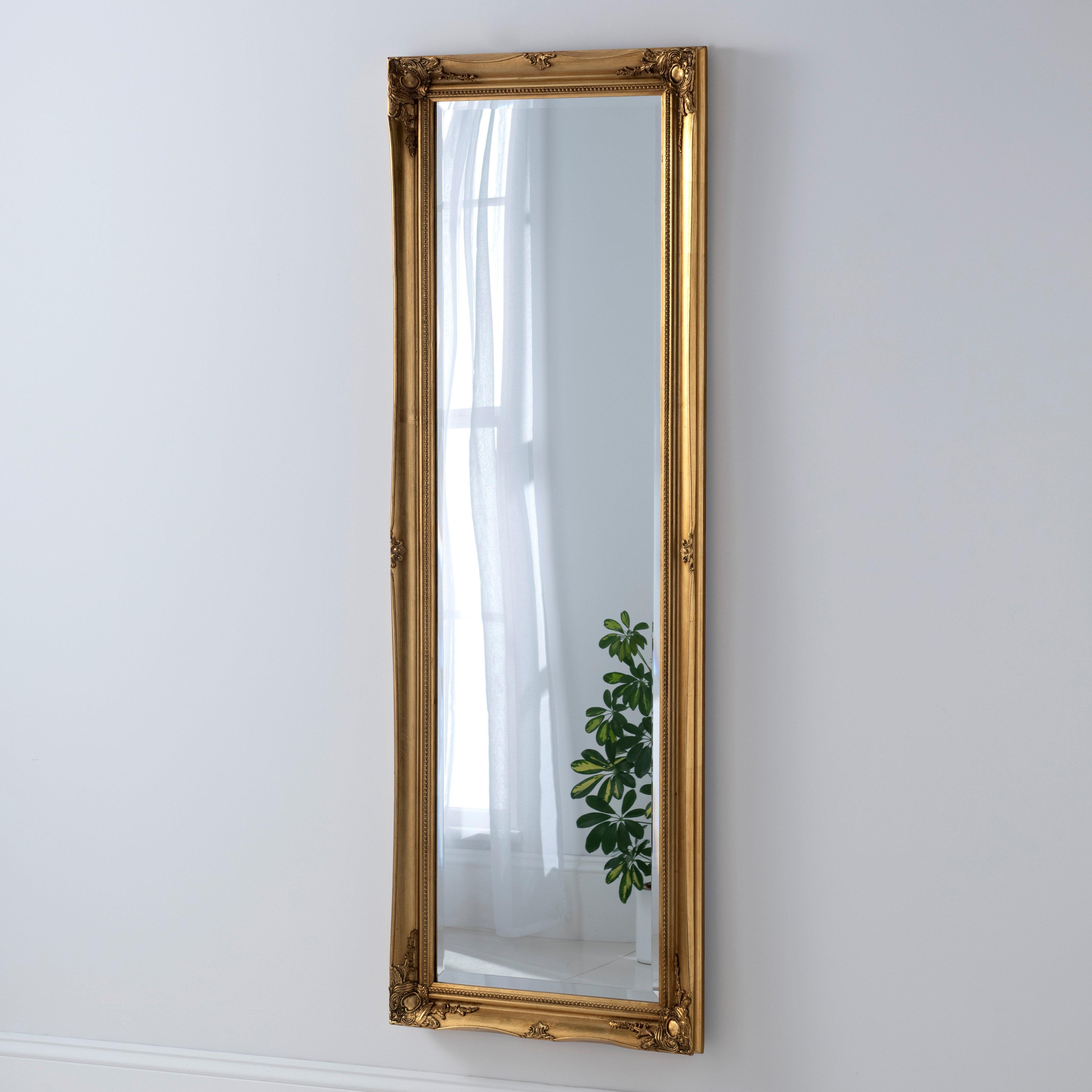 French Style Carved Tall Mirror Gold 166x60cm