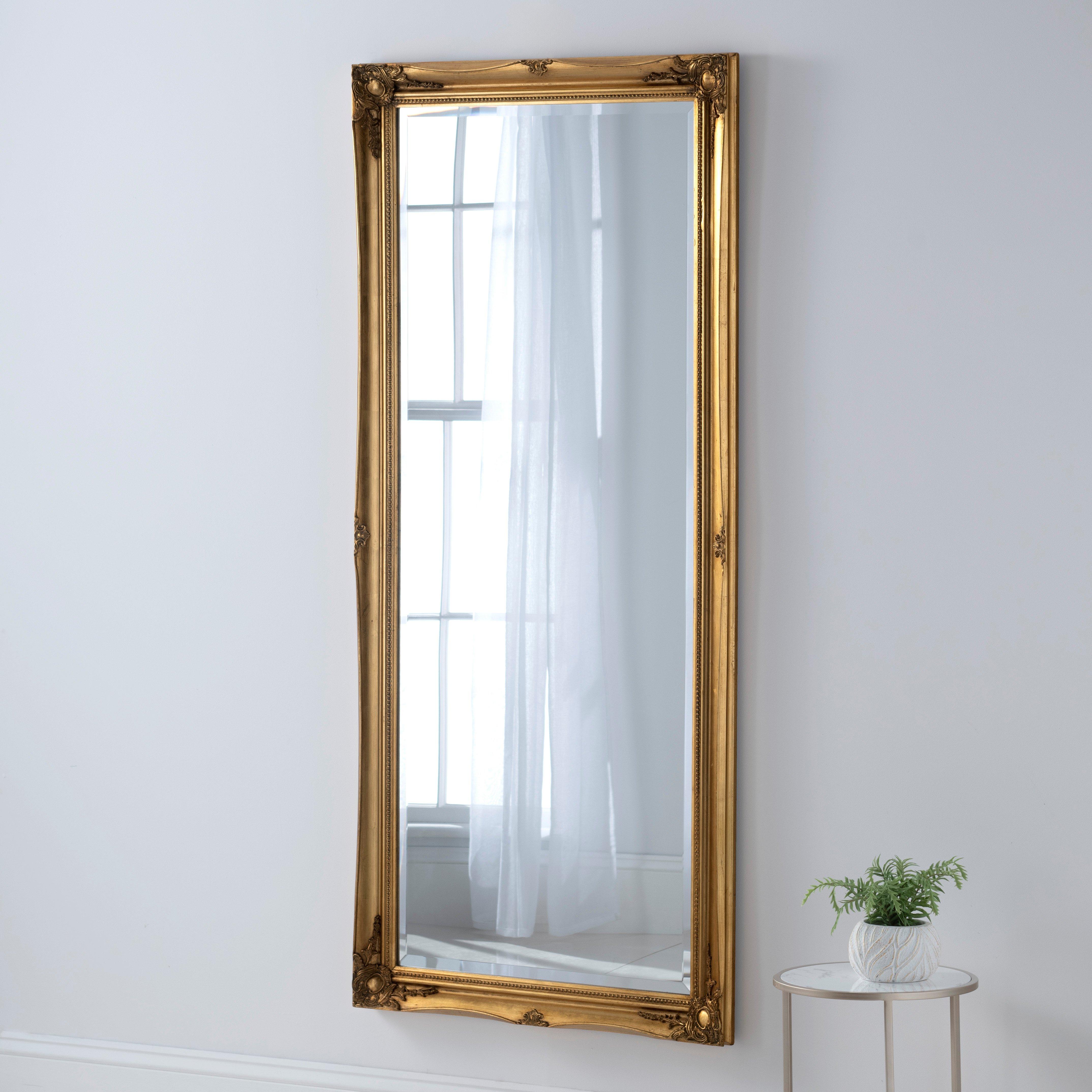 French Style Carved Full Length Mirror Gold 166x75cm