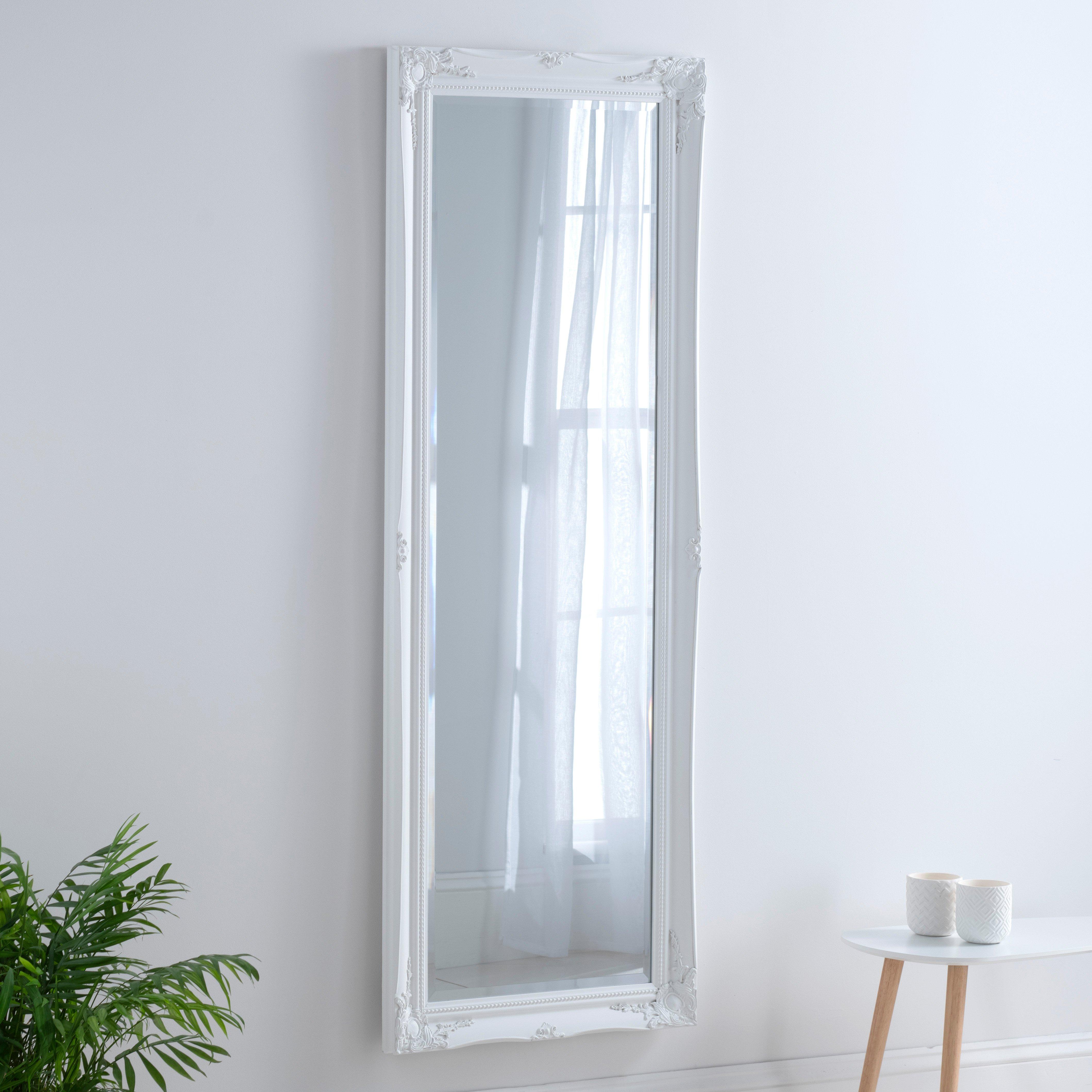 French Style Carved Tall Mirror White 166x60cm