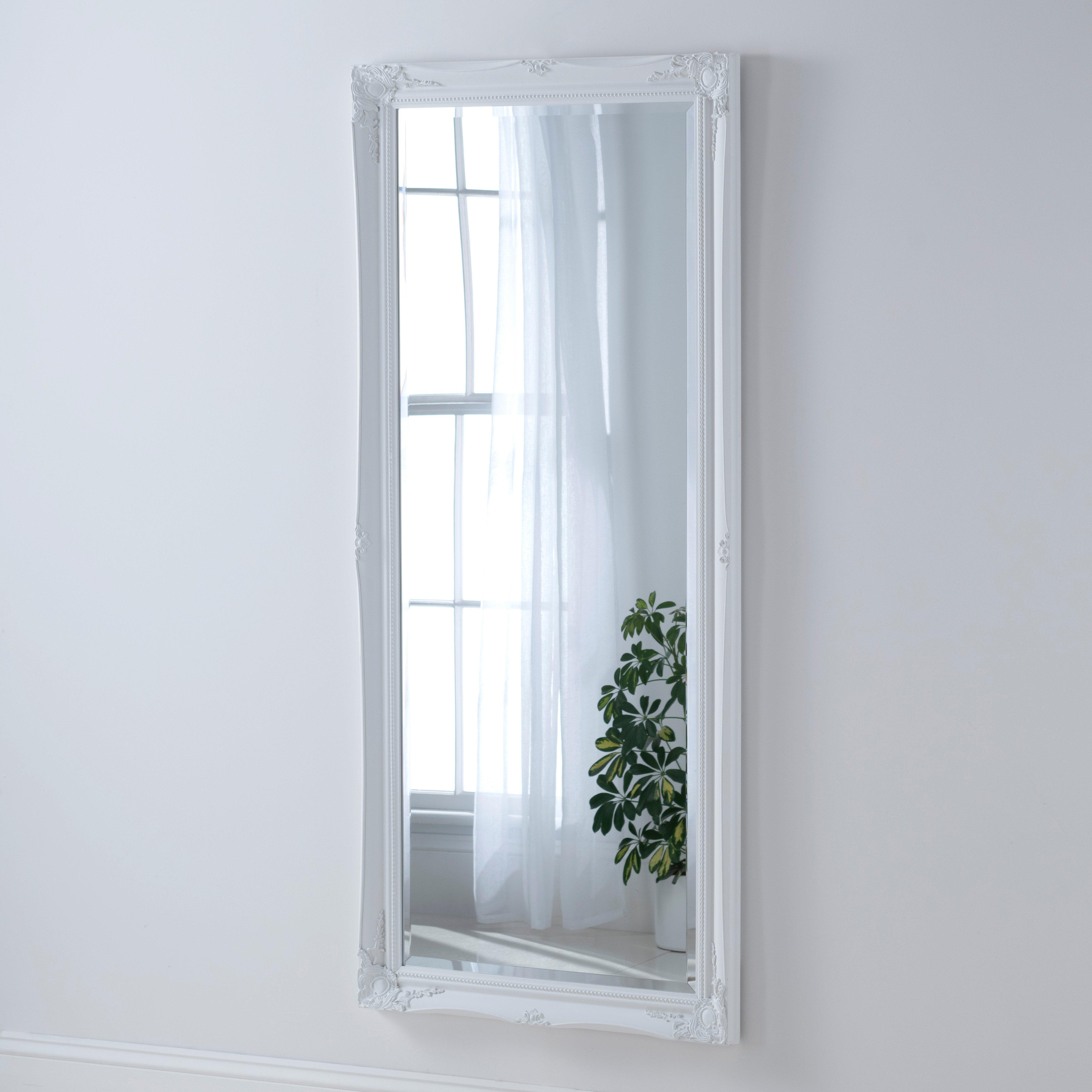 French Style Carved Full Length Mirror White 166x75cm