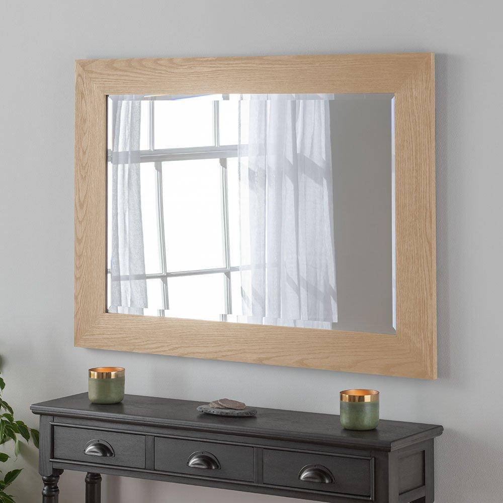 Oak Effect Framed Wall Mirror 69x94cm