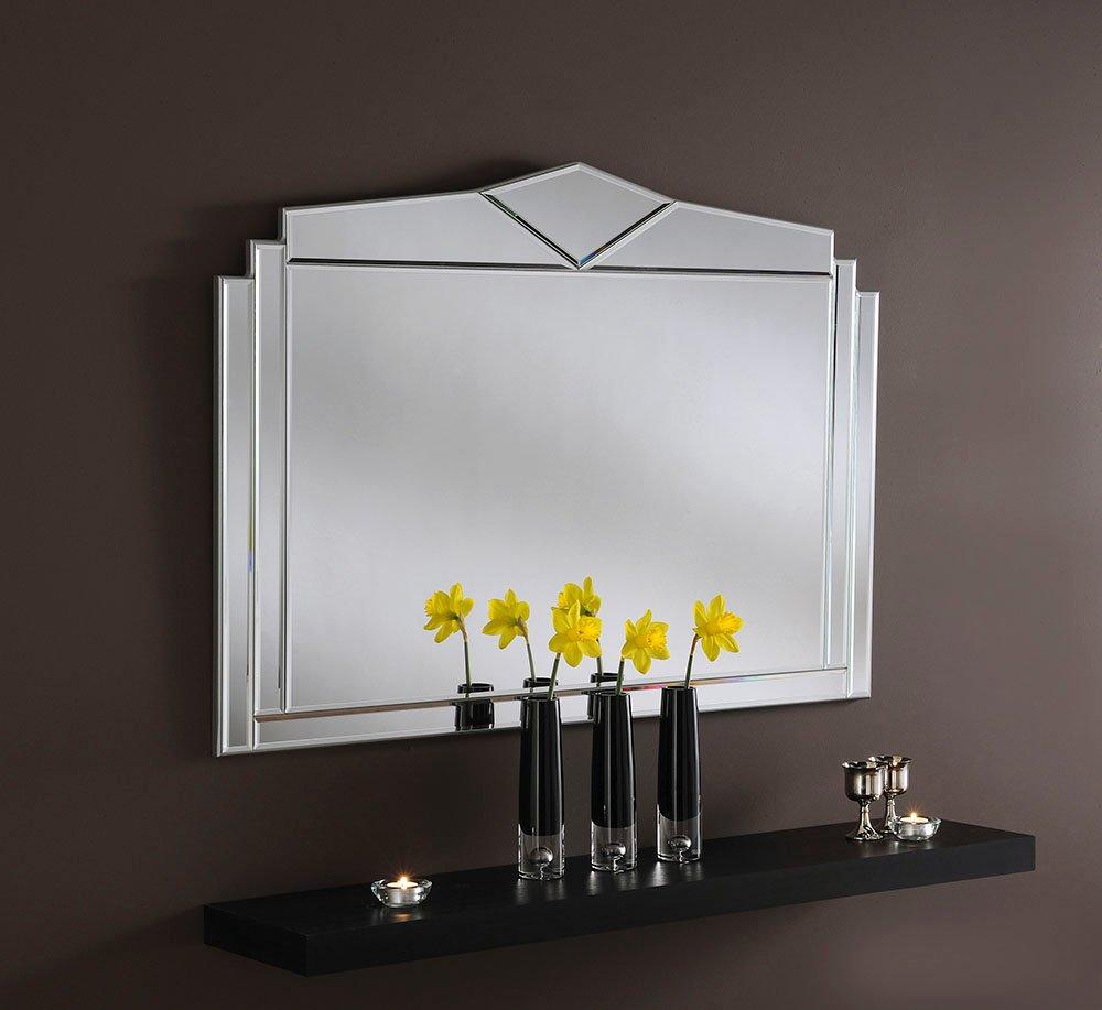 Art Deco Overmantle Mirror Bevelled 109(w)x76cm(h)