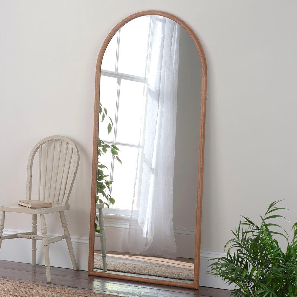 Oak Full Length Arched Wall Mirror 180x80cm