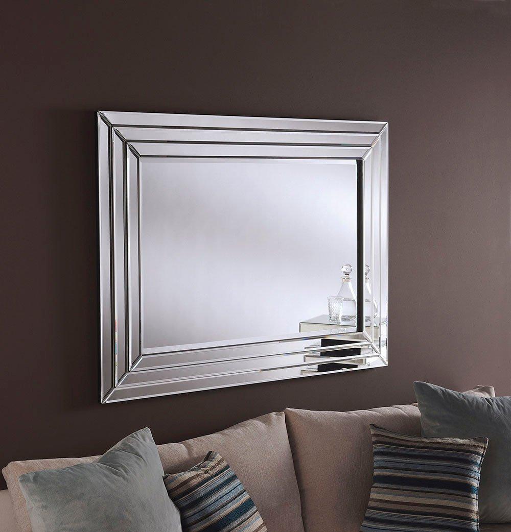 Triple Stepped Bevelled Wall Mirror 119x89cm