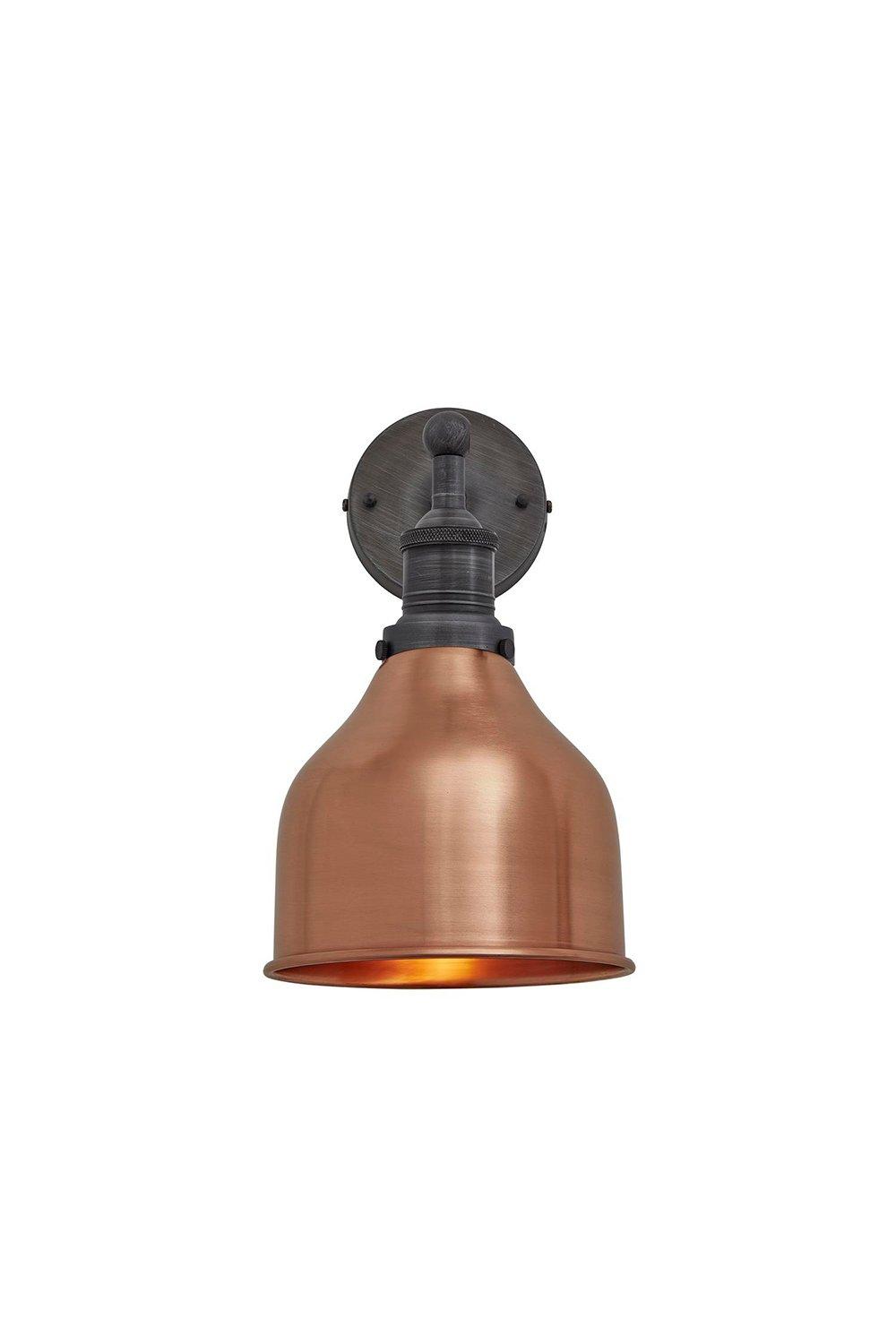 Brooklyn Cone Wall Light, 7 Inch, Copper- Pewter Holder