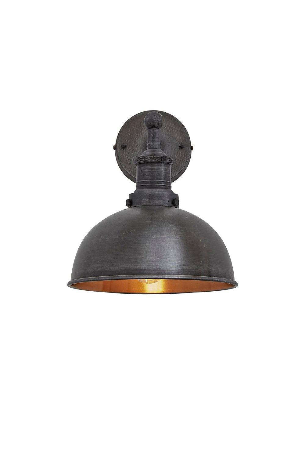 Brooklyn Dome Wall Light, 8 Inch, Pewter & Copper, Pewter Holder